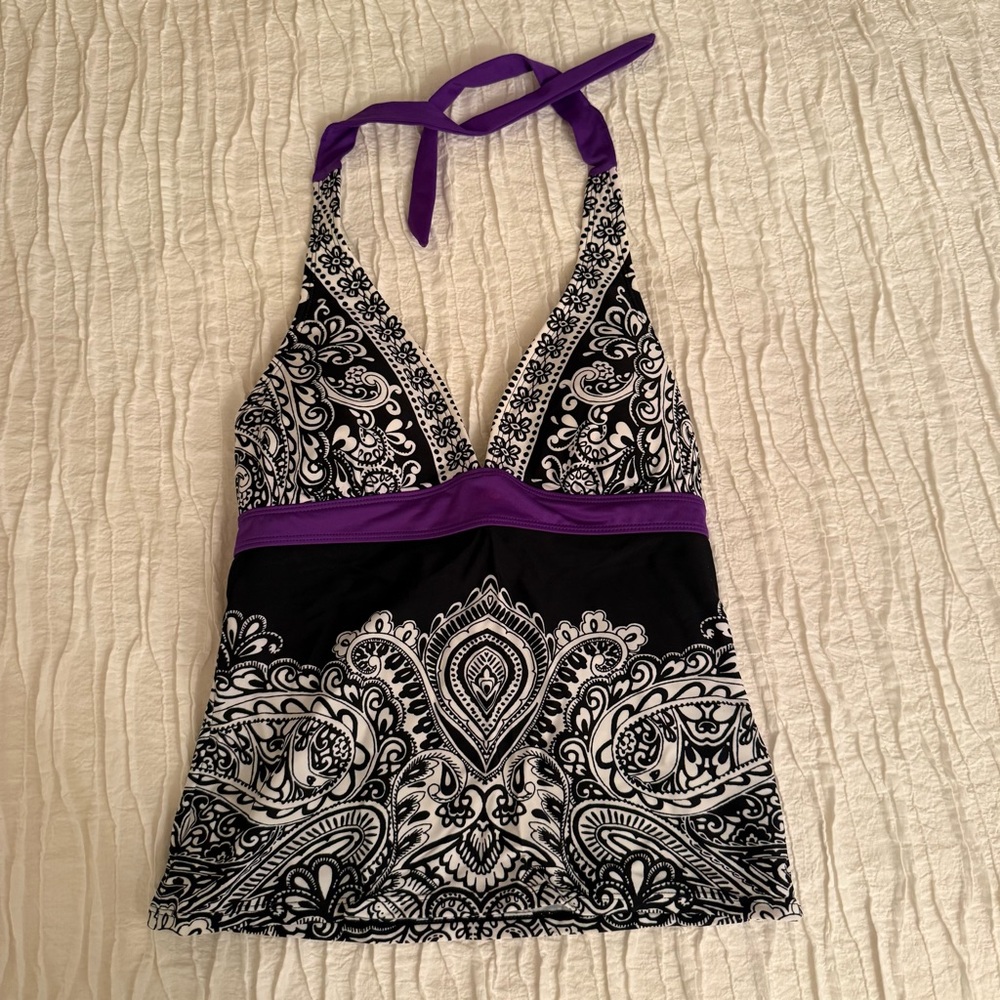 Athleta Purple and Black Paisley Tankini Top